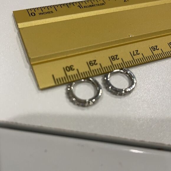 HUGGIE HOOPS with Rhinestone edge! - Picture 2 of 4
